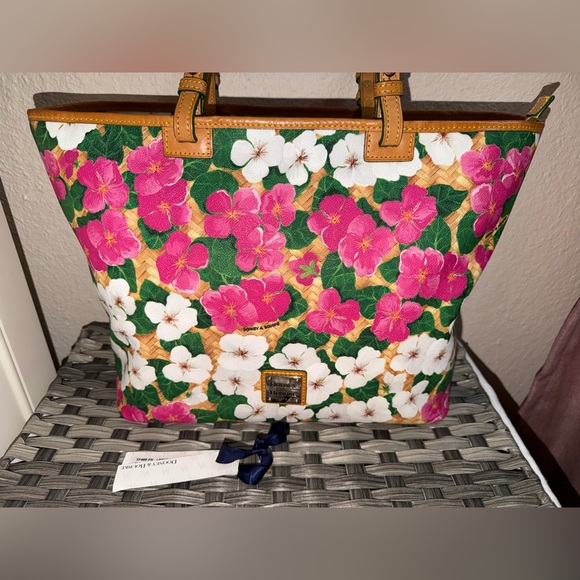 Dooney & Bourke Handbags - Dooney & Bourke Leisure Shopper Floral Tote – Fuchsia Hibiscus Floral Tote